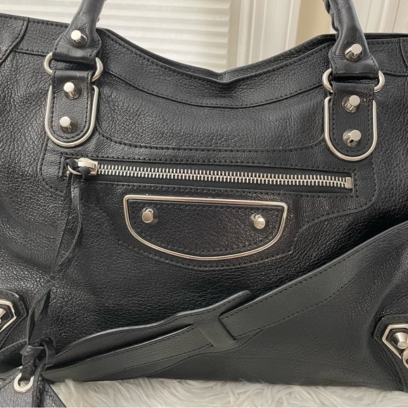 Balenciaga City Classic Metallic Edge Black Leather Hand/Shoulder Bag Medium - Picture 3 of 14